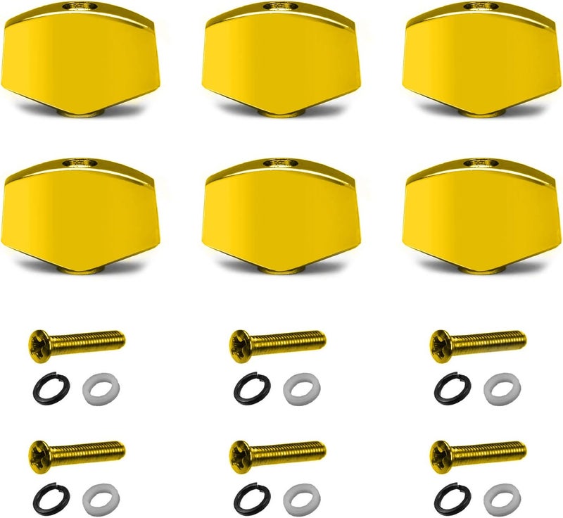 MAXCHEER 6PCS Metal Small Square Shape Guitar Tuning Peg Tuners Machine Head Replacemen Buttons knob Handle Tip (Gold Small) - Image 1